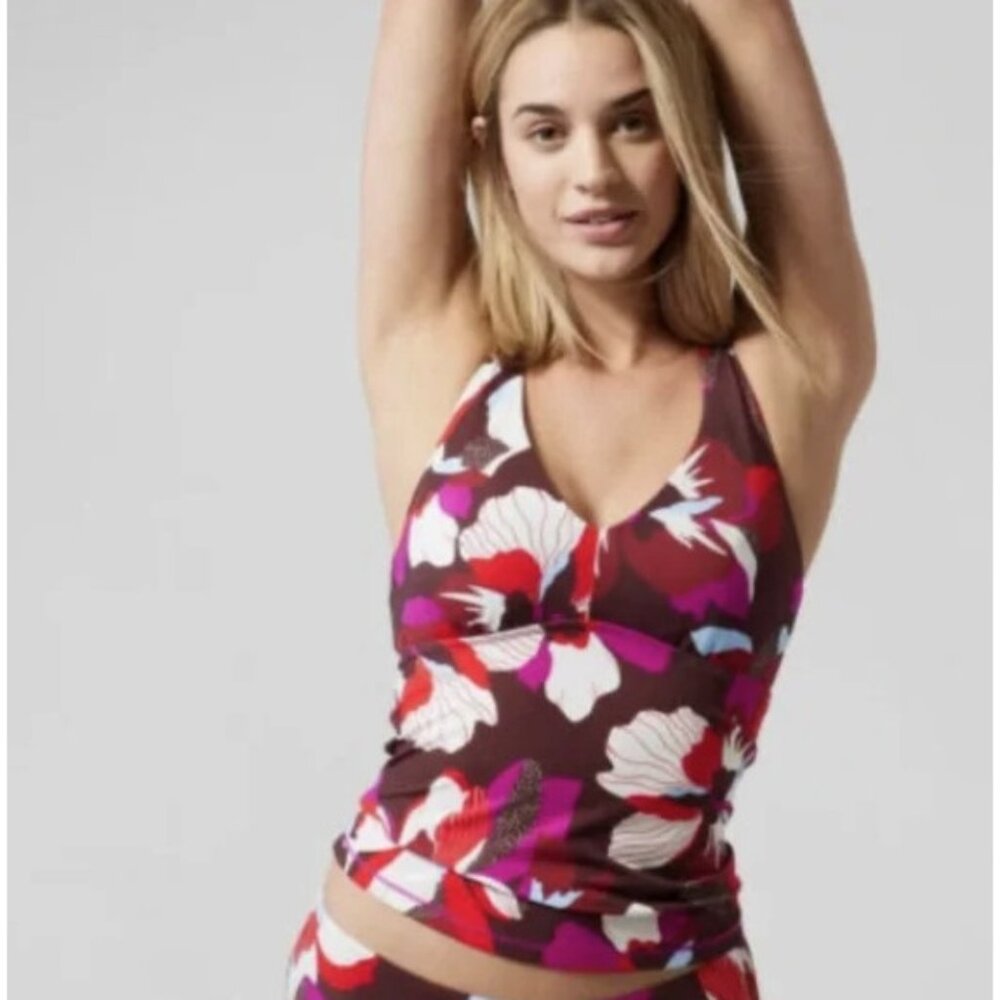 Athleta Plunge Tankini Swim Top  Camo Flora Gables ( XS )